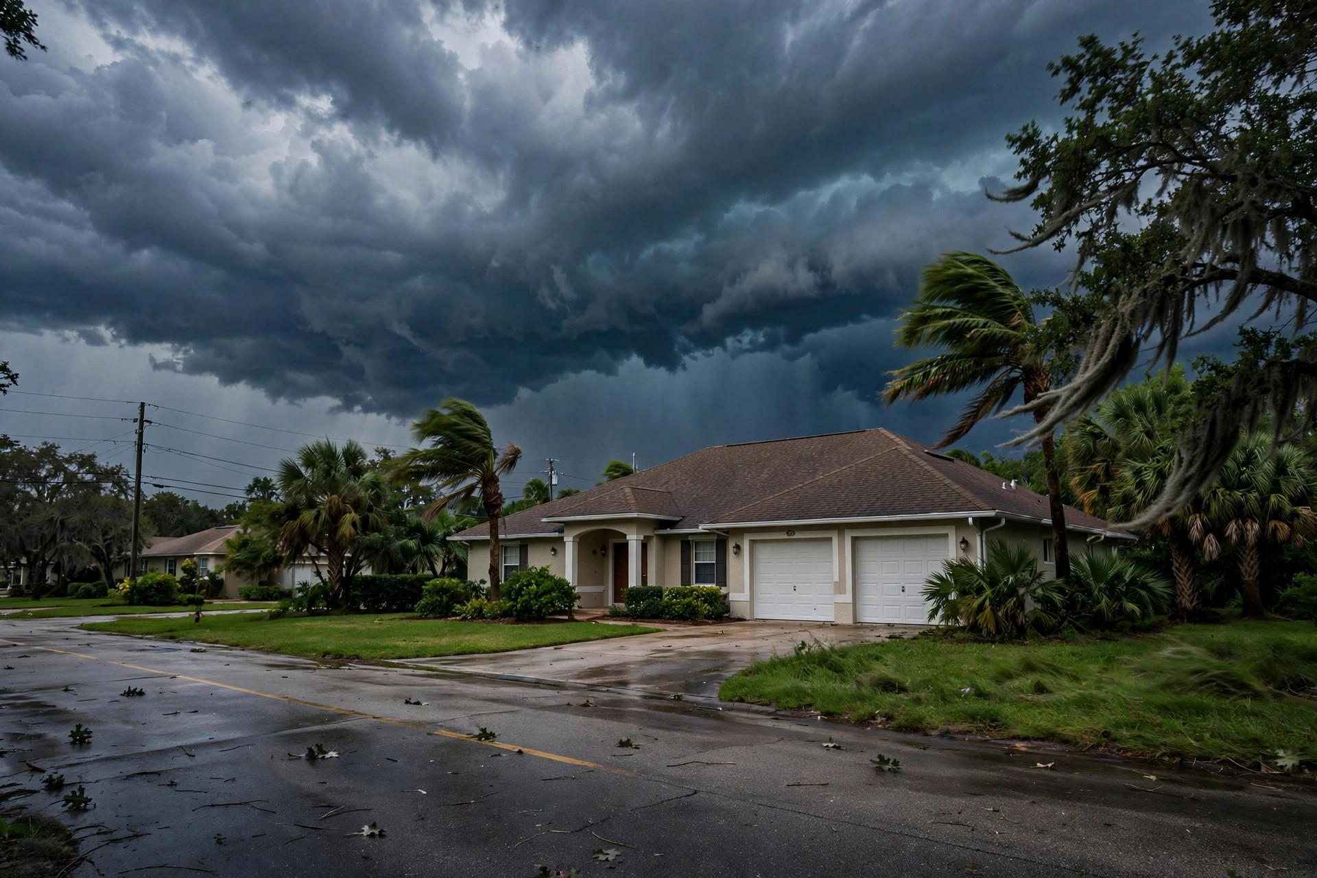 Storm clouds gathering over an Orlando home